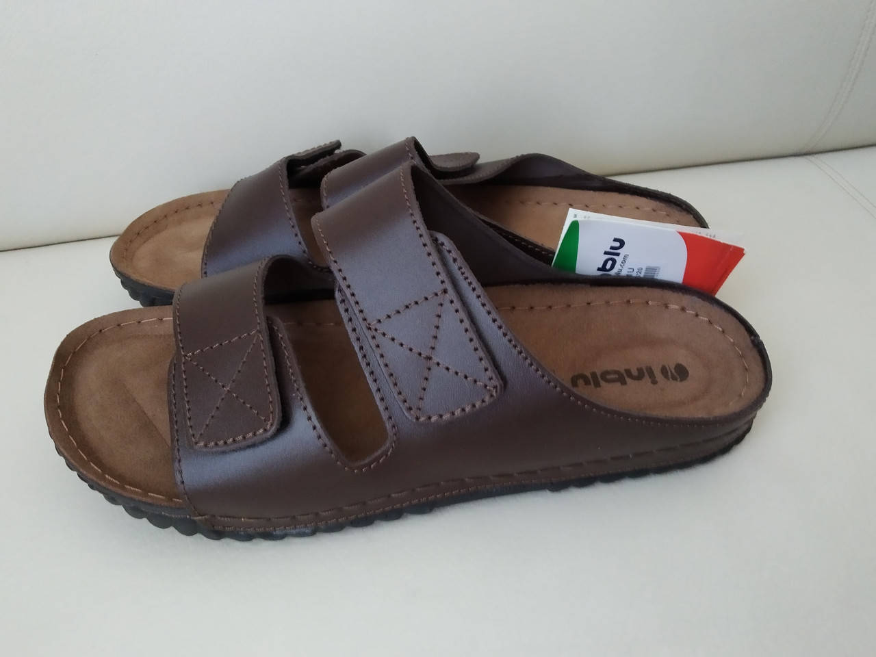 

Кожаные мужские ортопедические шлепапанцы на липучке inblu 42