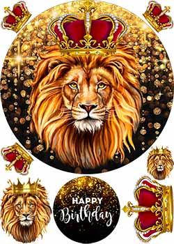 

Вафельная картинка "Лев. С Днем Рождения. Лев в короне" А4, 20х30 см