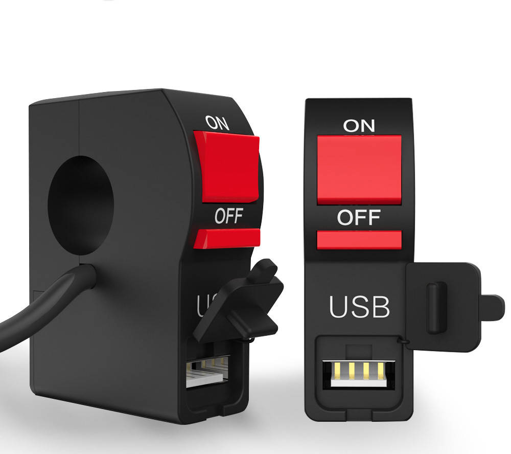 

Мото зарядка USB с кнопкой управления на руль