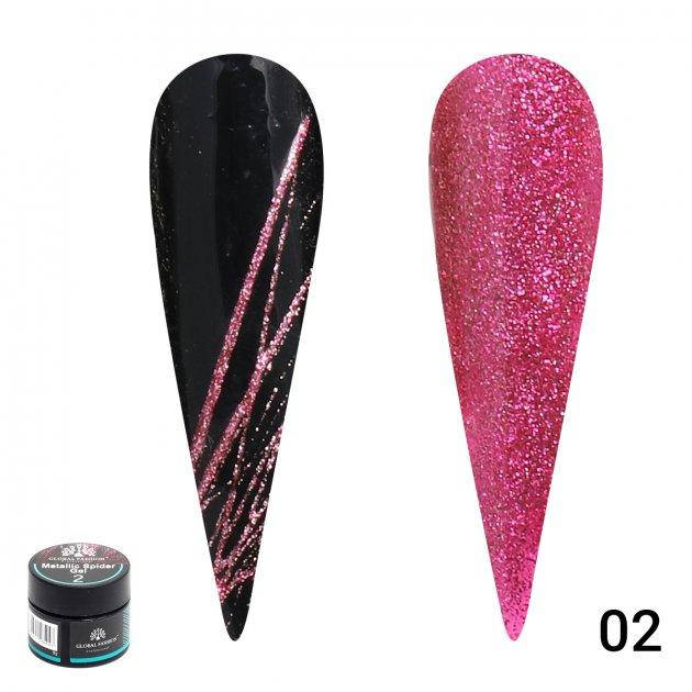 

Гель паутинка Glitter Shiny, Global Fashion, 5 гр, 02, Розовый