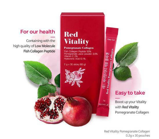

Питьевой коллаген Secret X (Secret Key) INNER BEAUTY RED VITALITY POMEGRANATE COLLAGEN 2g