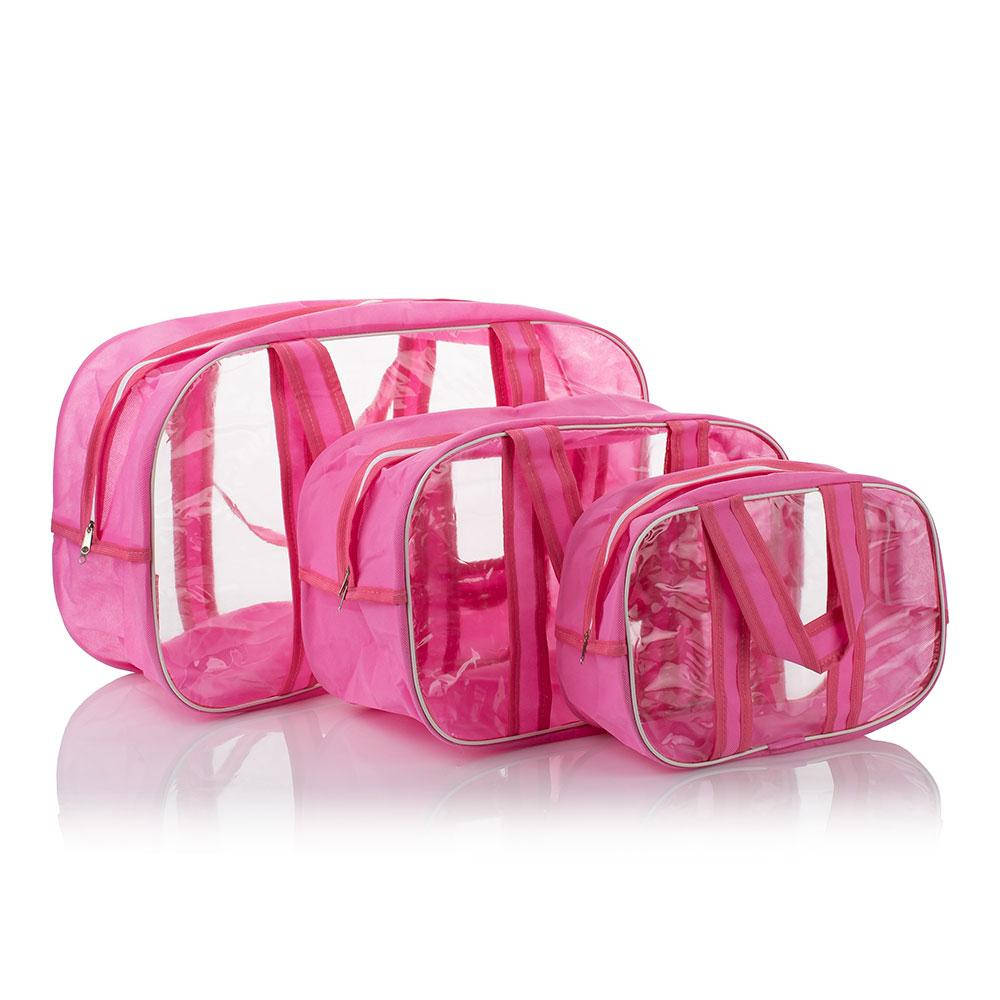 

Набор Прозрачных Сумок В Роддом (S,M,L) Nika Torrі Комбинированные ПВХ + Спанбонд Розовый