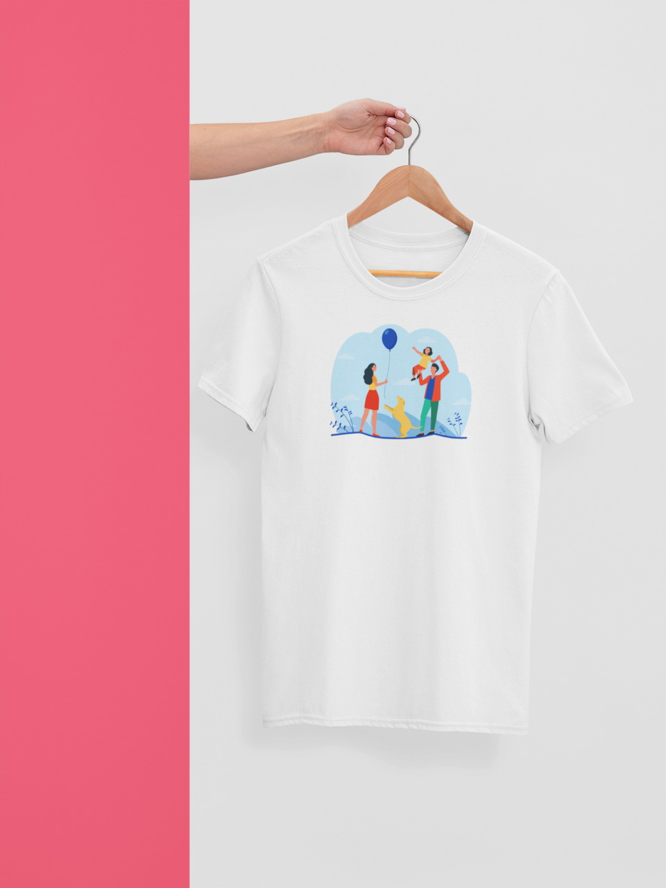 

Футболка с принтом "Семья и собака" ко Дню отца Белый, L