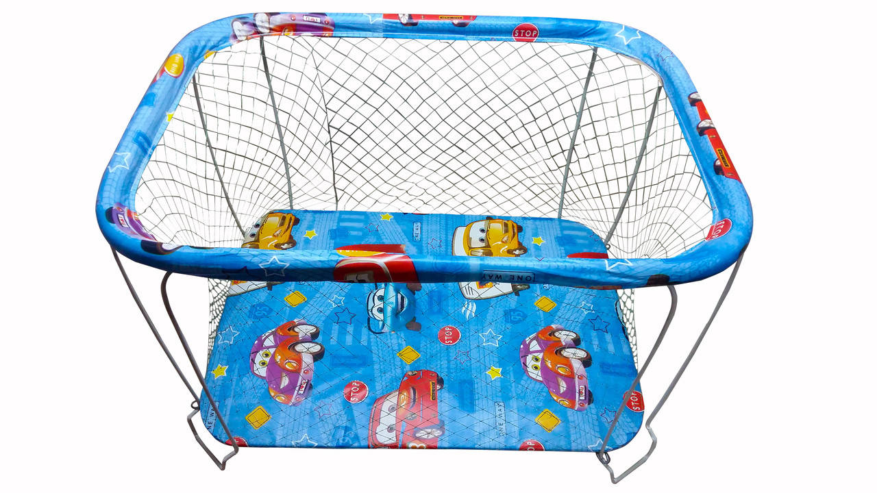 

Манеж детский игровой KinderBox машинки с крупной сеточкой (kmk 732)