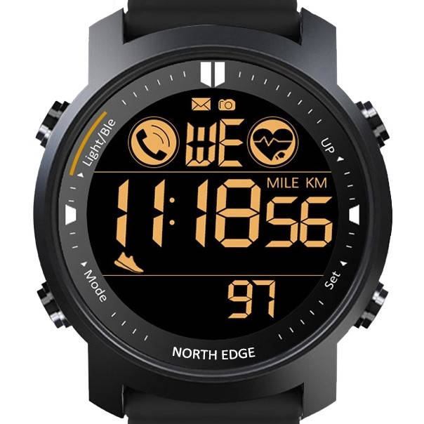 

Мужские умные тактические смарт часы для военных North Edge Laker Black 5BAR