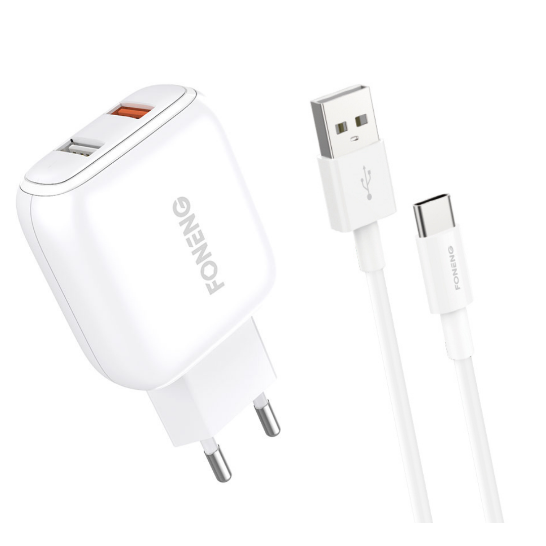 

Зарядное устройство + кабель Type-C FONENG EU36 (1xUSB/1x USB QC)