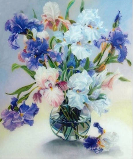 

Алмазная вышивка. Картина на подрамнике "Нежные ирисы" , размер 40х50