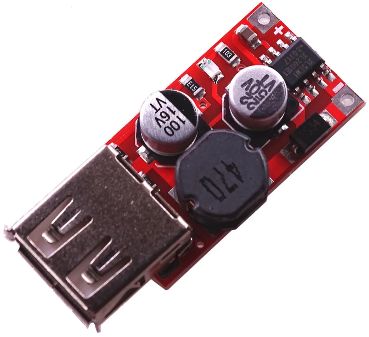 

Стабилизатор понижающий USB DC-DC 5-36В на 5В 3А