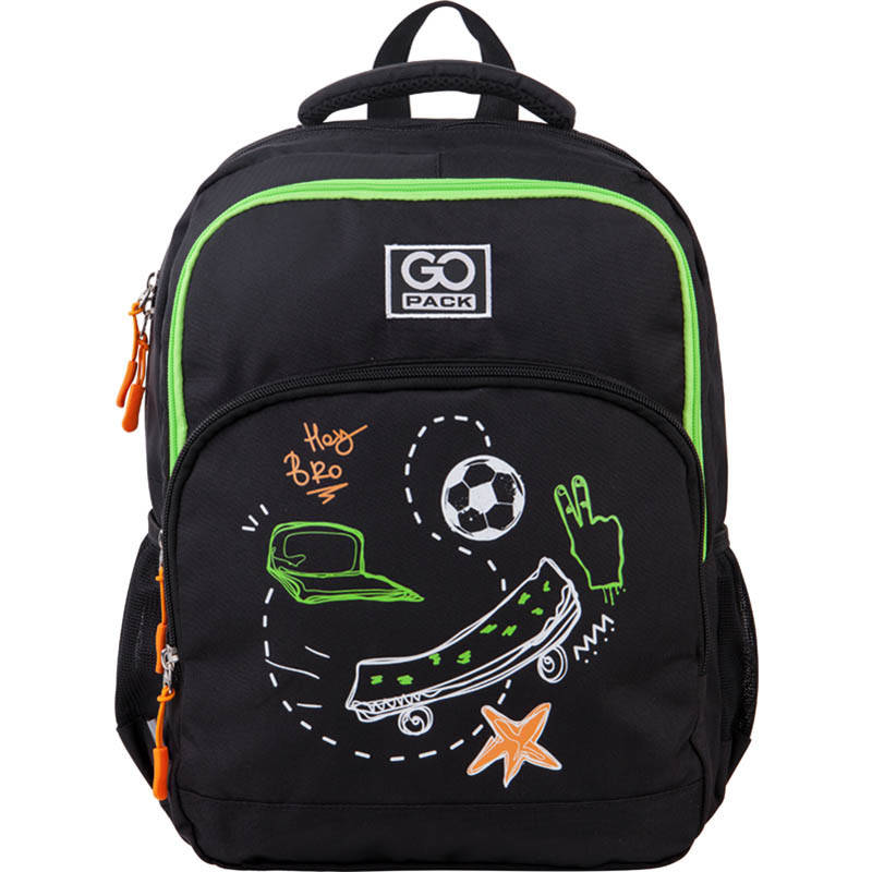 

Рюкзак GoPack Education 113 Hey Bro GO21-113M-5 450 г 38x28x18 см чёрный, Черный