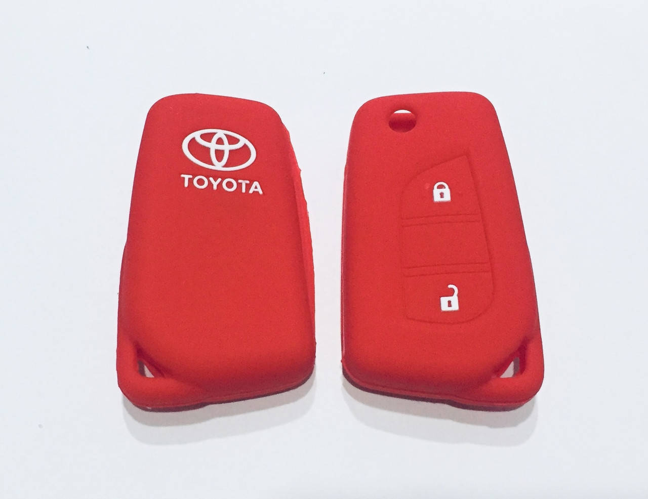 

Силиконовый чехол на выкидной ключ Toyota 2 кнопки красный, Черный