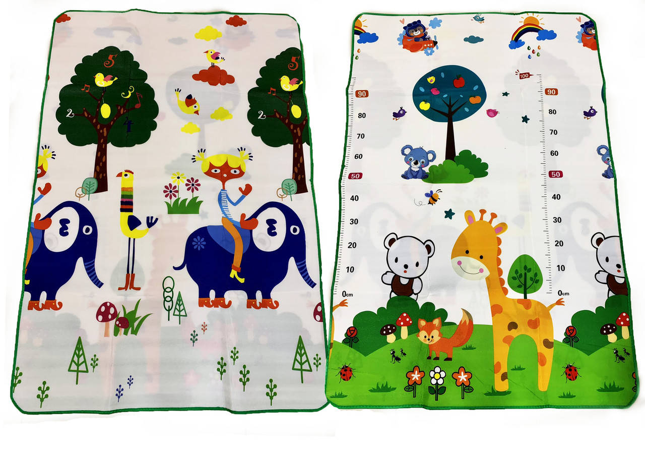 

Двухсторонний складной детский коврик EVA 180х120 в кейсе " жираф ростомер, слоник "
