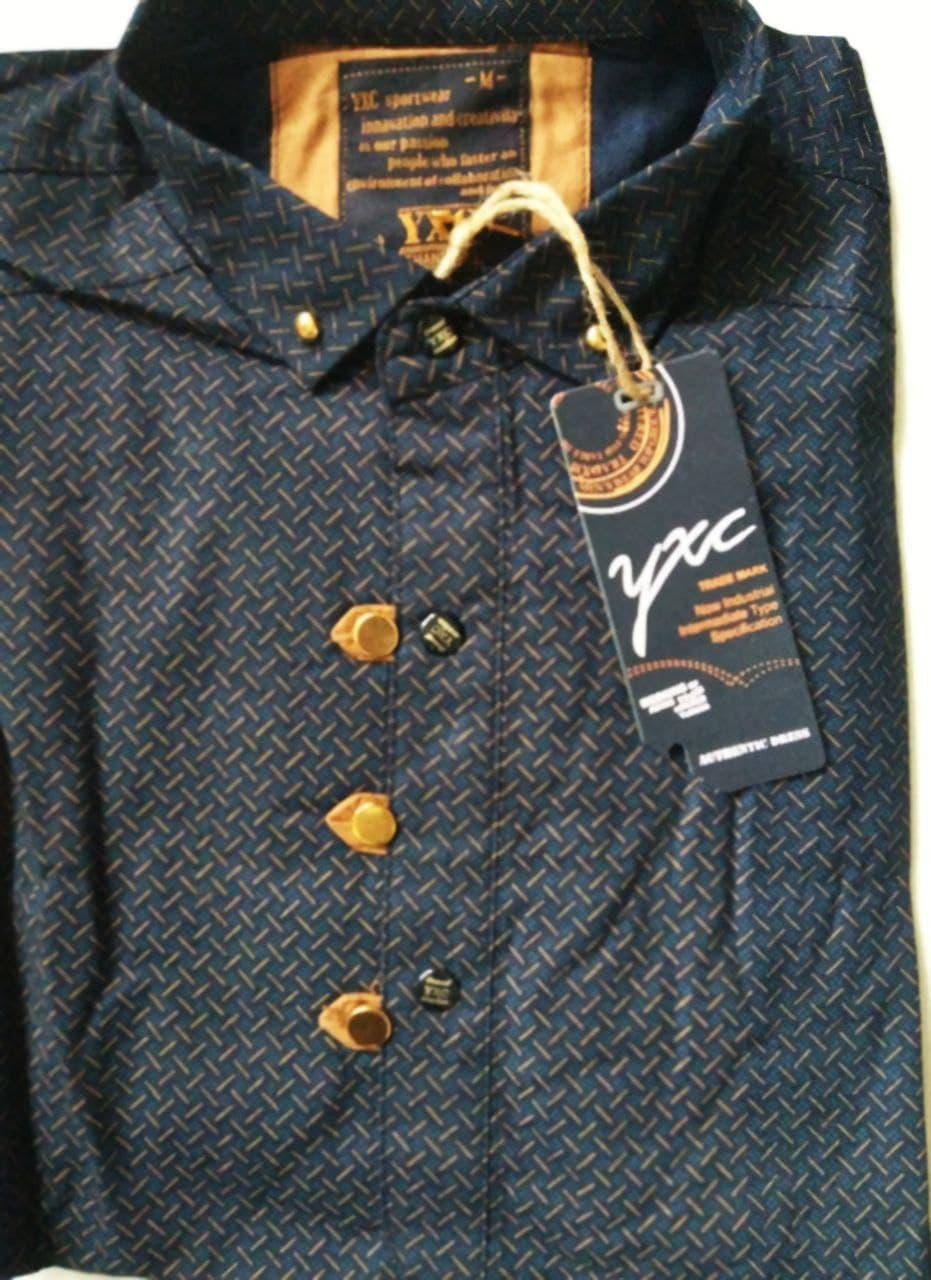 

Рубашка мужская синяя YXC Fashion, Синий