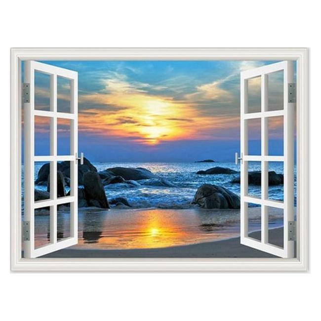 

Алмазная вышивка мозаика Diy Окно на море DZDP315 30х40см квадратные стразы, полная зашивка, 20 цветов