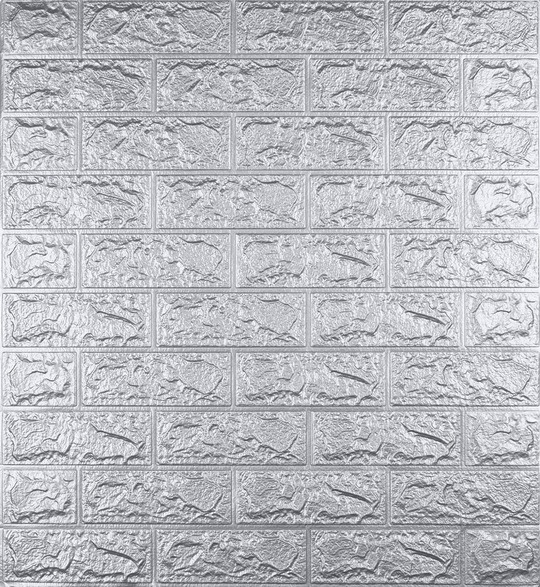 

Декоративная 3D панель самоклейка под кирпич Серебро 700х770х5мм (017-5)