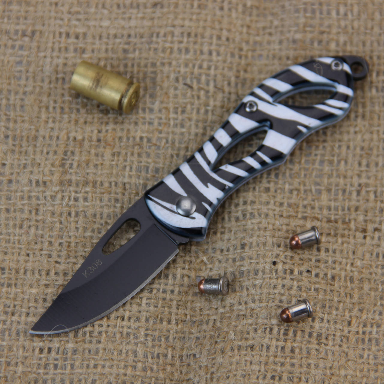 

Нож-брелок раскладной "Super Knife" К308 13 см Зебра