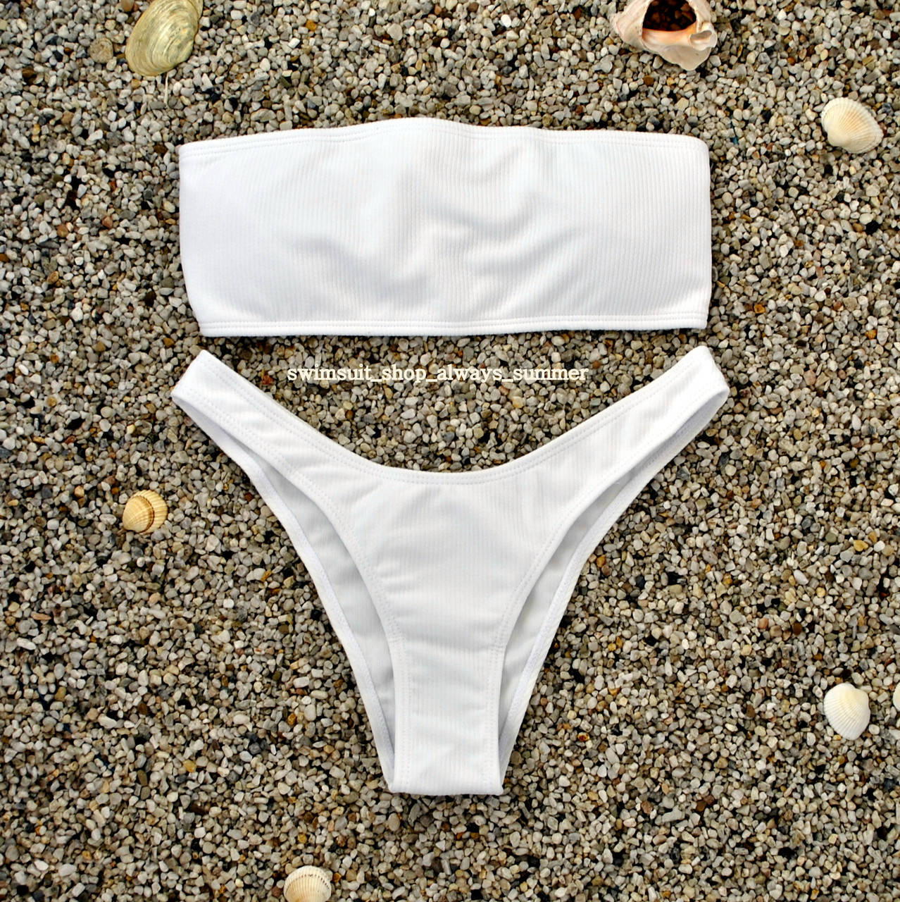 

Купальник женский раздельный белый модель "Бандо"