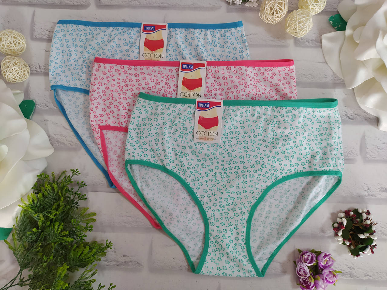 

Трусы женские 3-4XL 54-56 хлопок батал Timanni Остатки SO-1607, Разные цвета