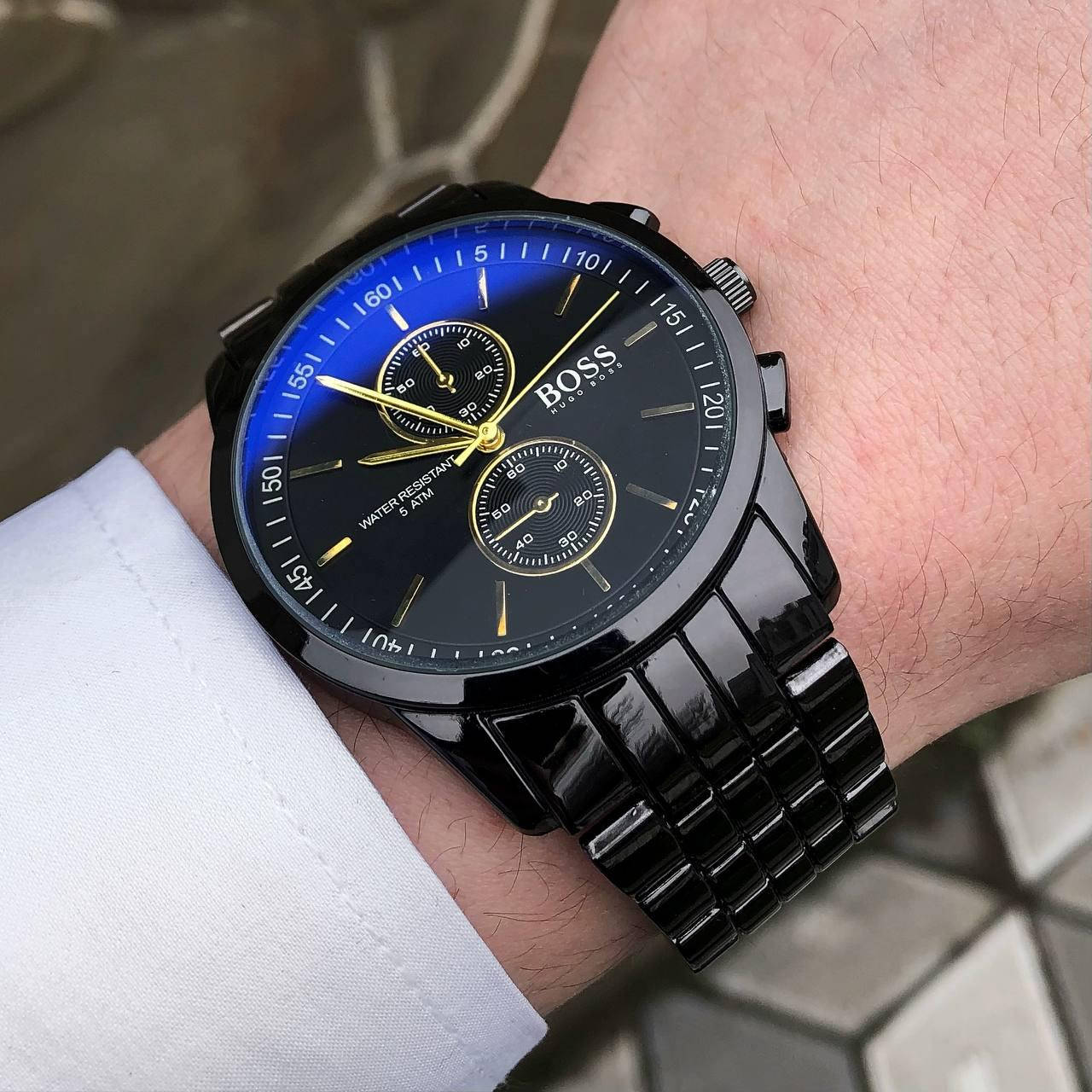 

Черные наручные часы Boss Босс с кварцевым механизмом для мужчин стильные мужские часы