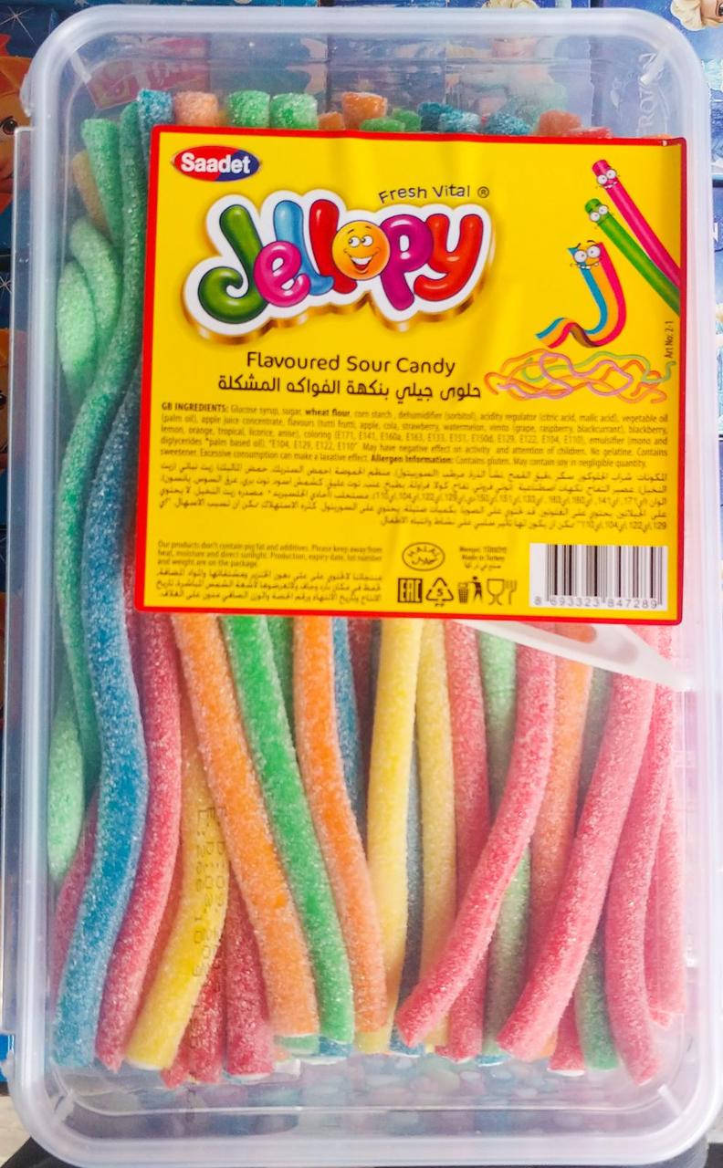 

Jellopy Жевательные лакричные конфеты трубочки в сахаре 150 штук 1200 гр Турция