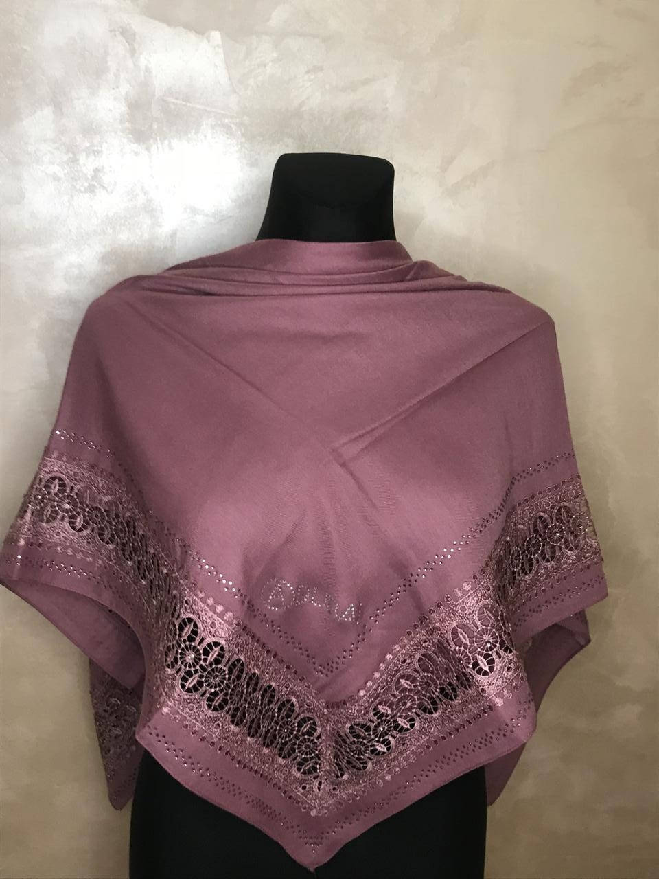 

Женский платок кашемировый. 1х1м. Темно-розовый