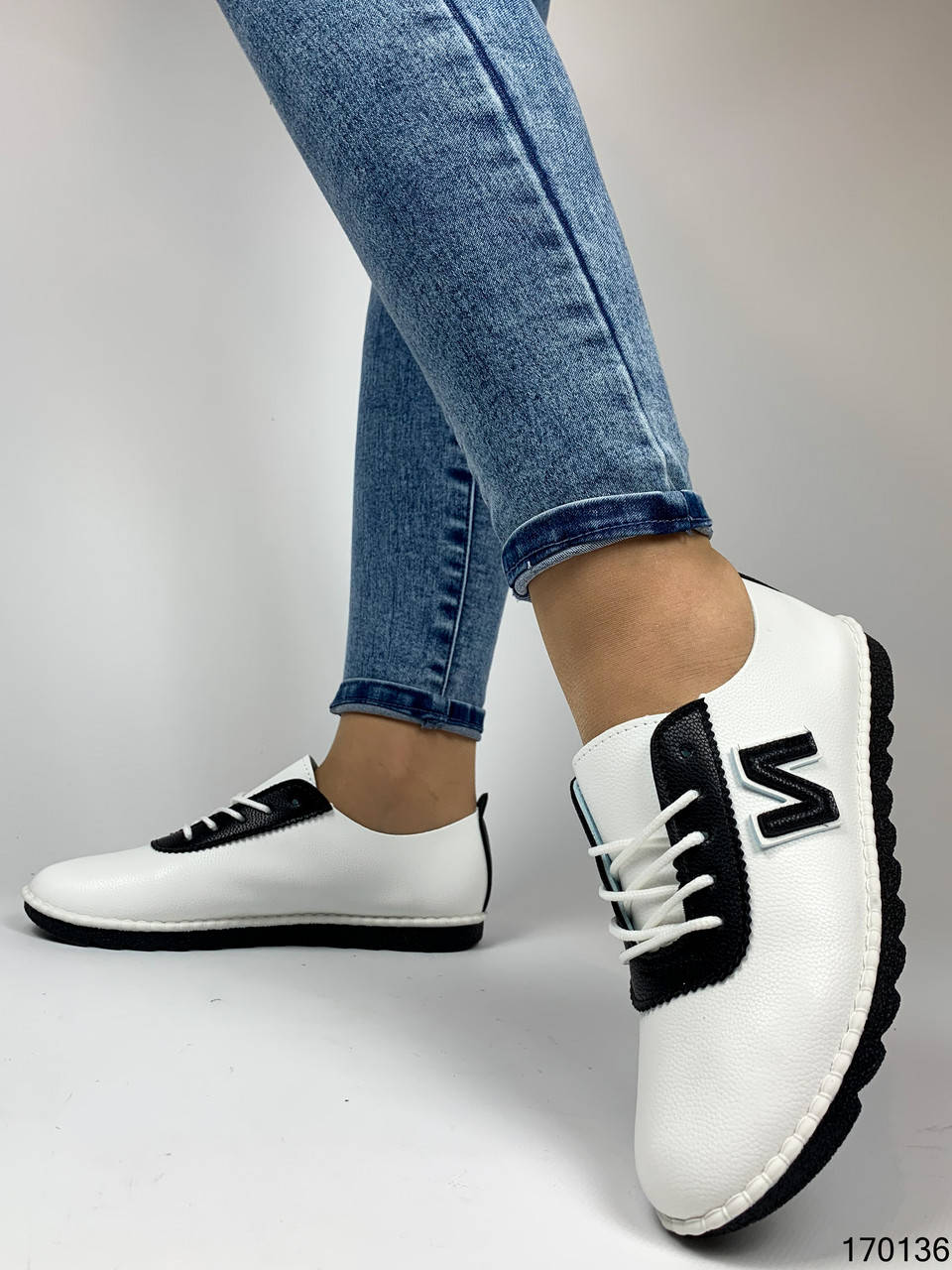 

Кеды женские белые в стиле NEW B из эко кожи, Белый