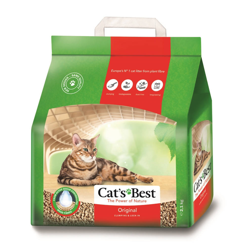 

Cats Best Original древесный комкующийся наполнитель для кошек 5л, 2.1кг