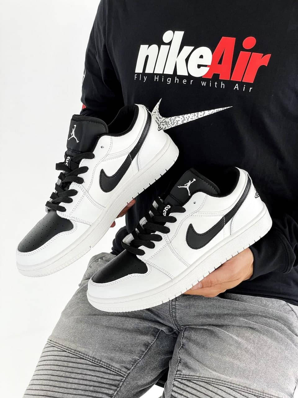 

Мужские кроссовки Nike Air Jordan 1 Retro Кожаные Черно-белые Люкс, Черно-белый