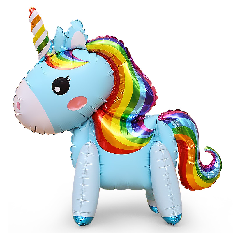 

Фольгированный шарик КНР 3D (60х54 см) Единорог голубой яркий ходячка, Разные цвета