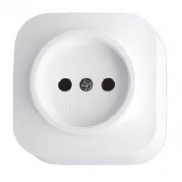 

Розетка одинарная без заземления белая EVA