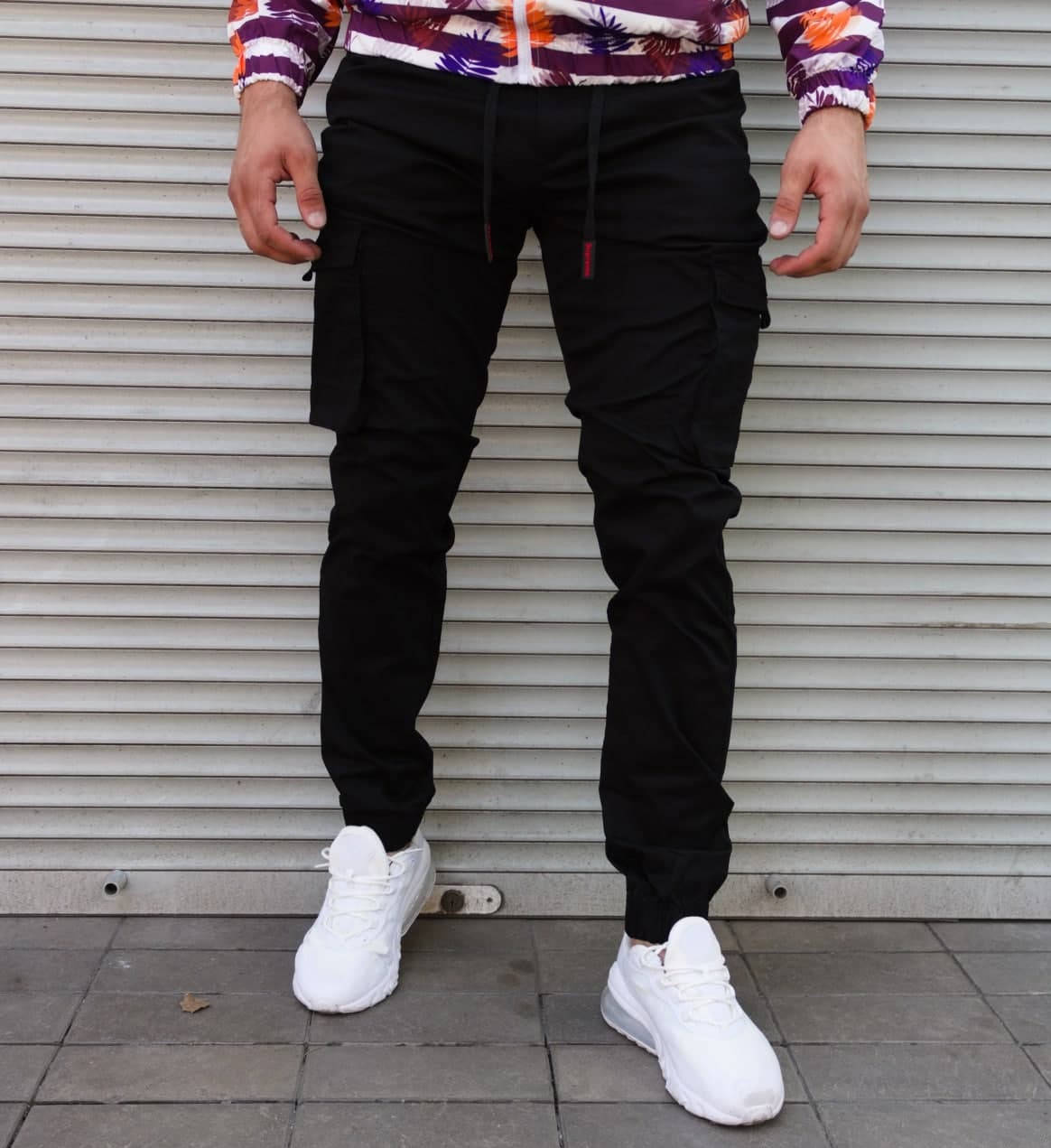 

Мужские штаны джогеры черные, Брюки-карго мужские с накладными карманами Турция