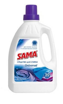 

Прал. порошок рідкий 1,5л "Sama" Універсал д/прання льону, синтетики
