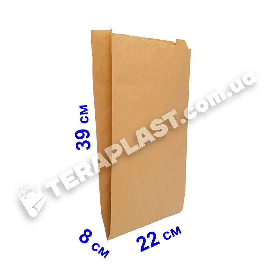 

Бумажные пакеты саше для еды бурые 220х80х390 (уп-100шт)