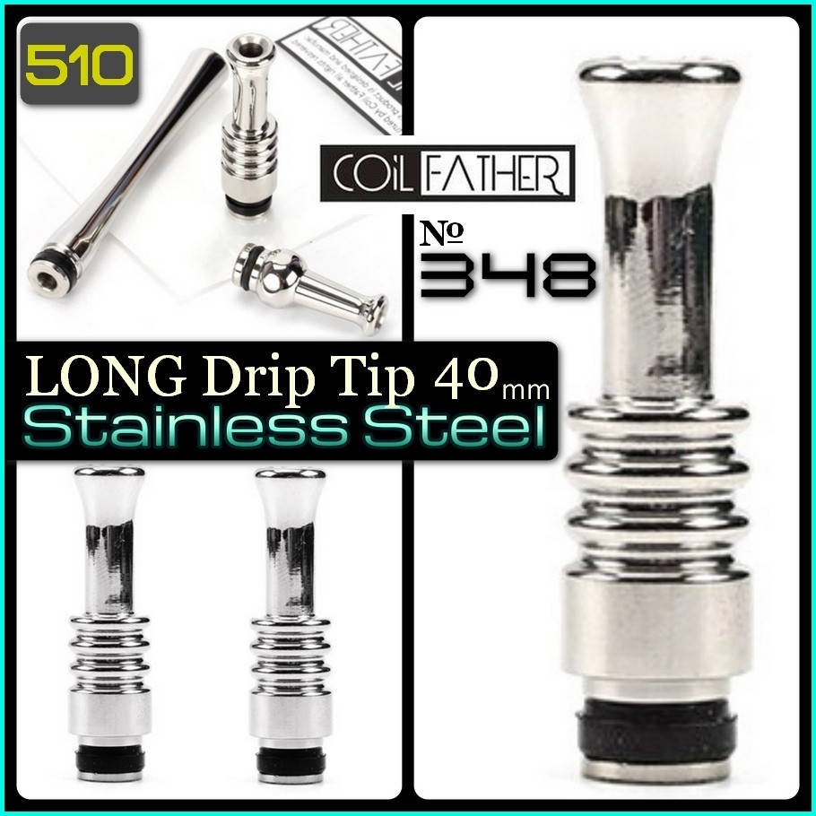 

№ 348 Drip Tip 510 long. Дрип тип длинный 40мм, нержавеющая сталь.