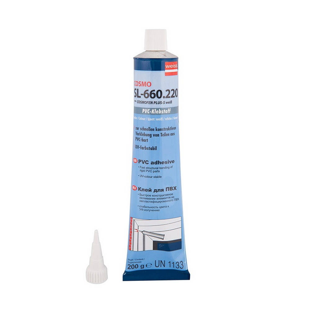 

Клей для ПВХ Cosmofen SL-660.220 білий "рідкий пластик", 200 гр, Белый