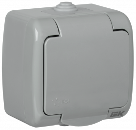 

Розетка 1-местная для открытой установки РСш12-2-А с заземляющим контактом и крышкой 16А IP54 AQUATIC IEK