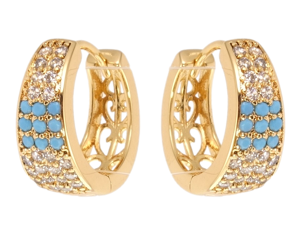 

Серьги Xuping Позолота 18K колечки "Инкрустация бело-голубым цирконием"