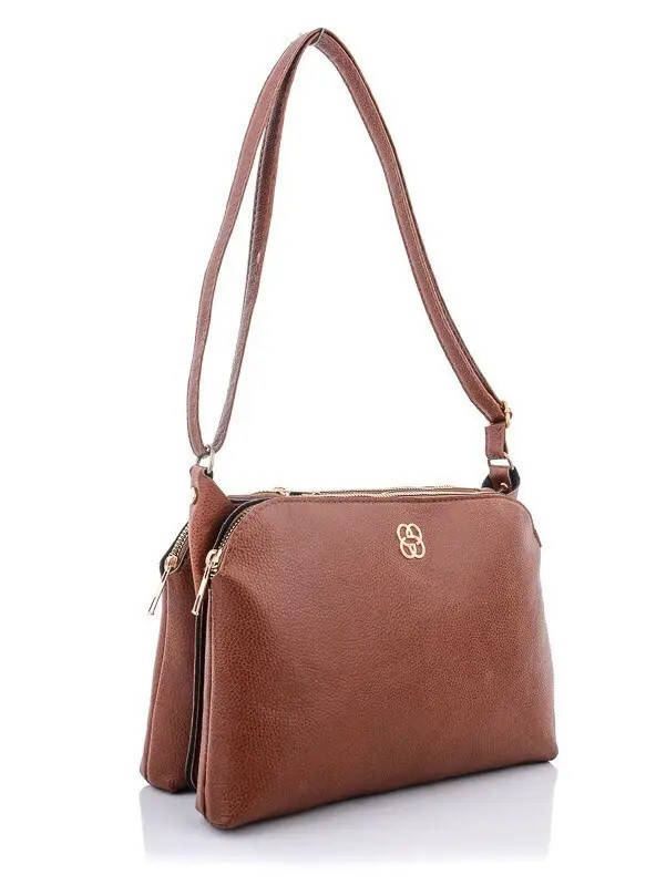 

Сумочка женская кросс-боди коричневая 27*18 см прямоугольная на три отделения с длинным ремешком Dpolo, Коричневый