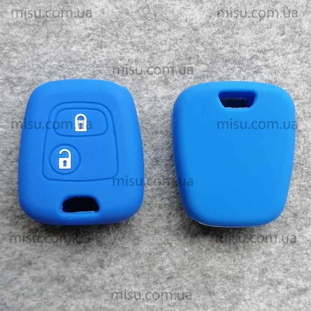 

Чехол на ключ Citroen Peugeot 2 кнопки синий
