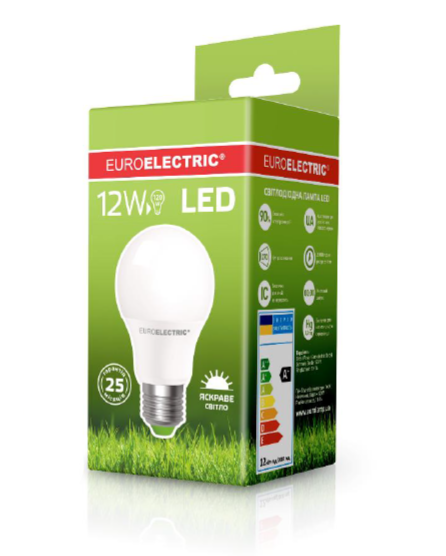 

Лампа светодиодная EUROELECTRIC LED 12w 4000K E27 A60 12274 (EE) классическая