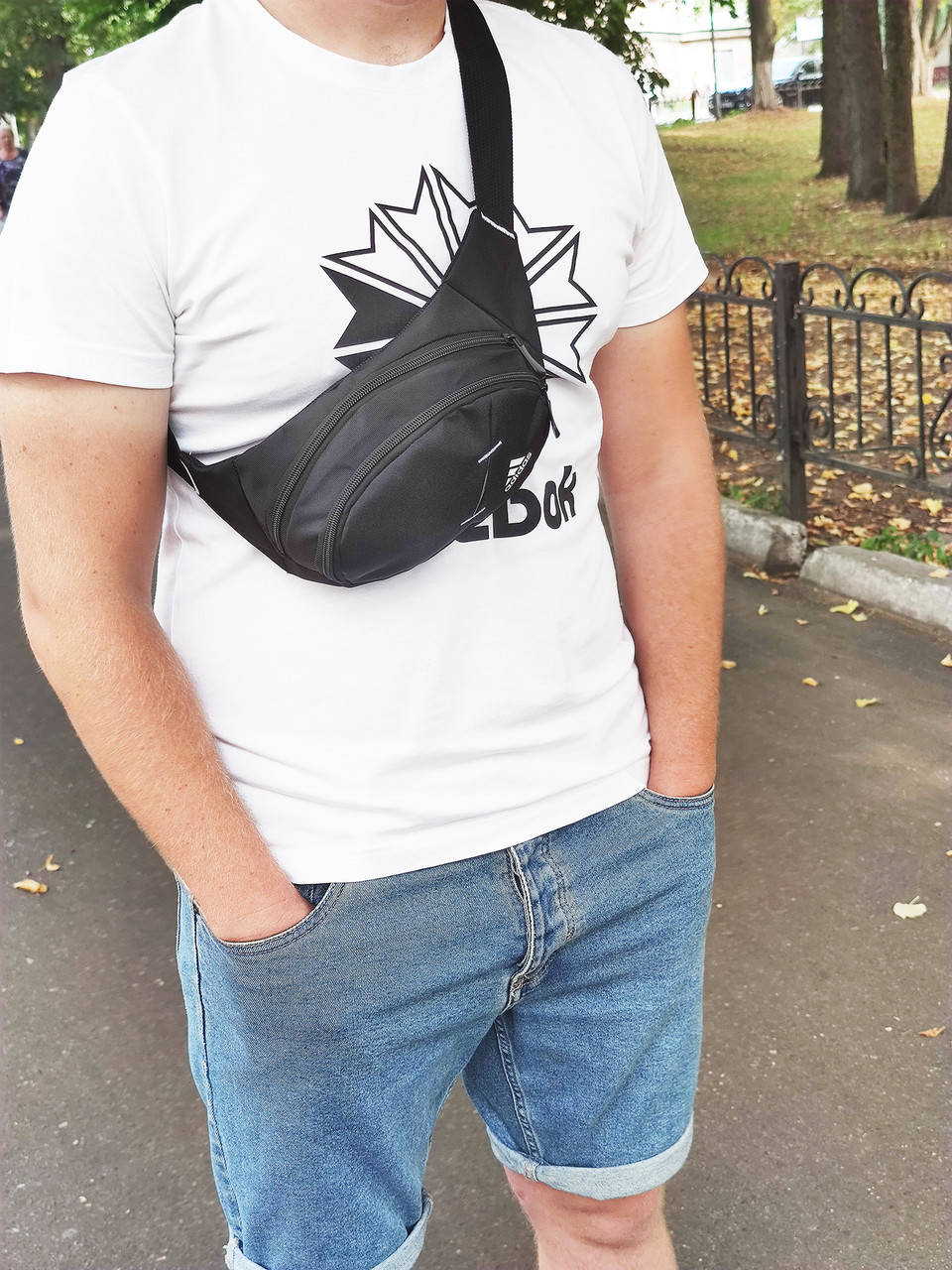 

Поясная сумка Adidas, бананка черная мужская Adidas, поясная сумка бананка Adidas, Черный