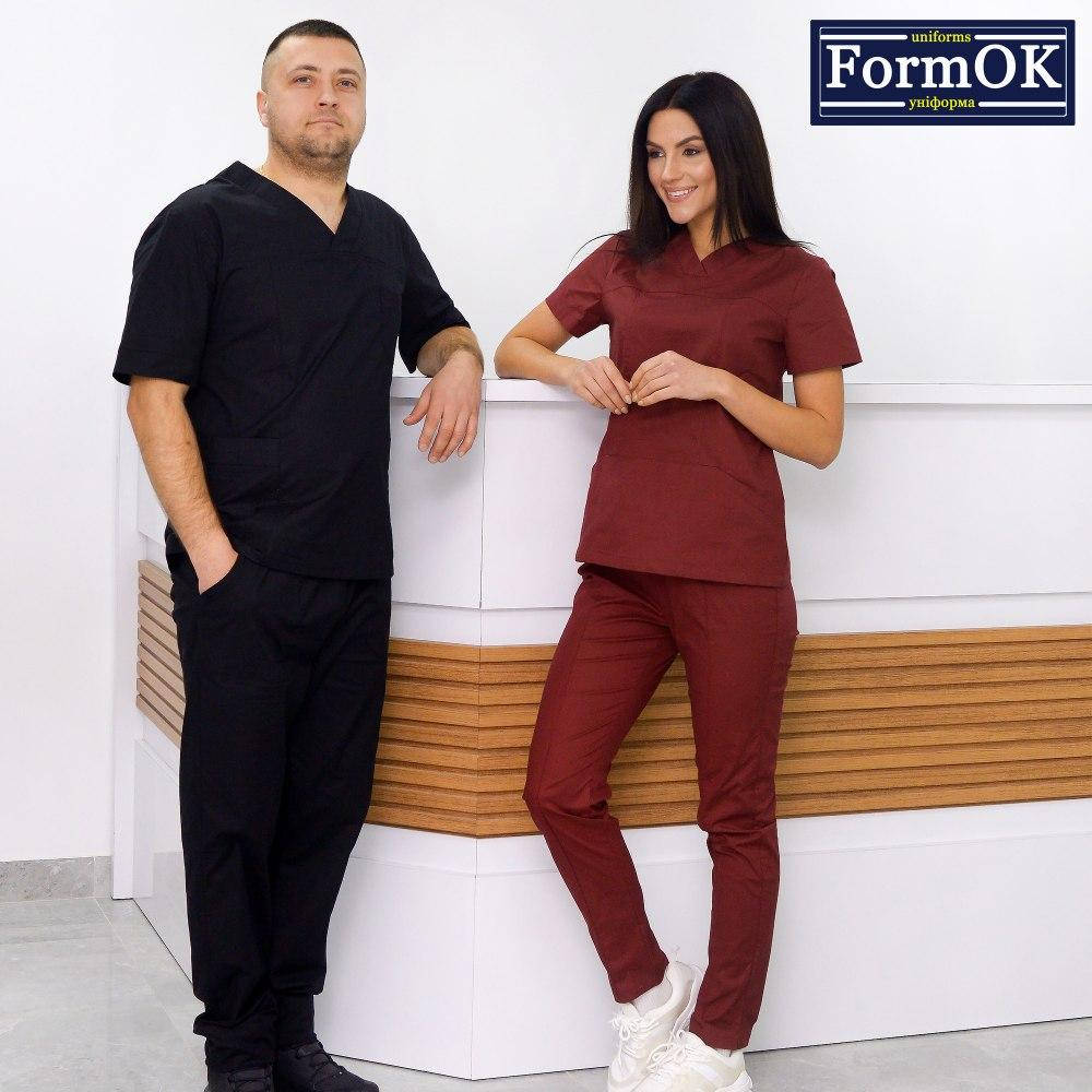 

Медицинский костюм FormOK Онуфрий elit мужской Черный производитель Украина 56