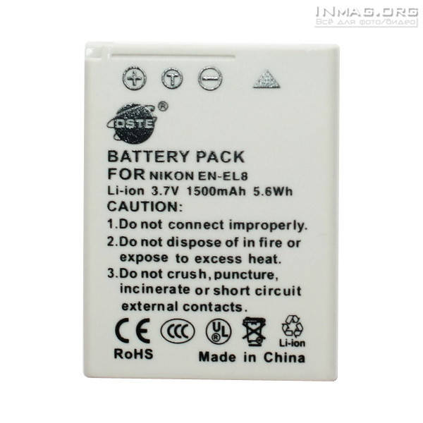 

Аккумулятор для фотоаппарата Nikon EN-EL8, 1500 mAh.