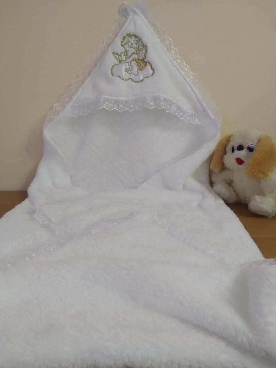 

Велсофт крижма з вишивкою і уголком , розмір : 95*95см, Белый