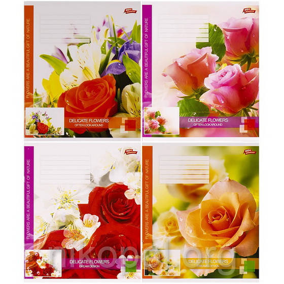 

Тетрадь 24 листа линия, серия "Нежные цветы 2", белизна 100%