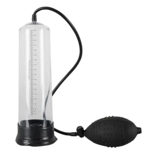 

Вакуумная мужская помпа с прозрачной колбой, черным манжетом и удобной грушей Mr. Boner (Professional), 25 см, Черный