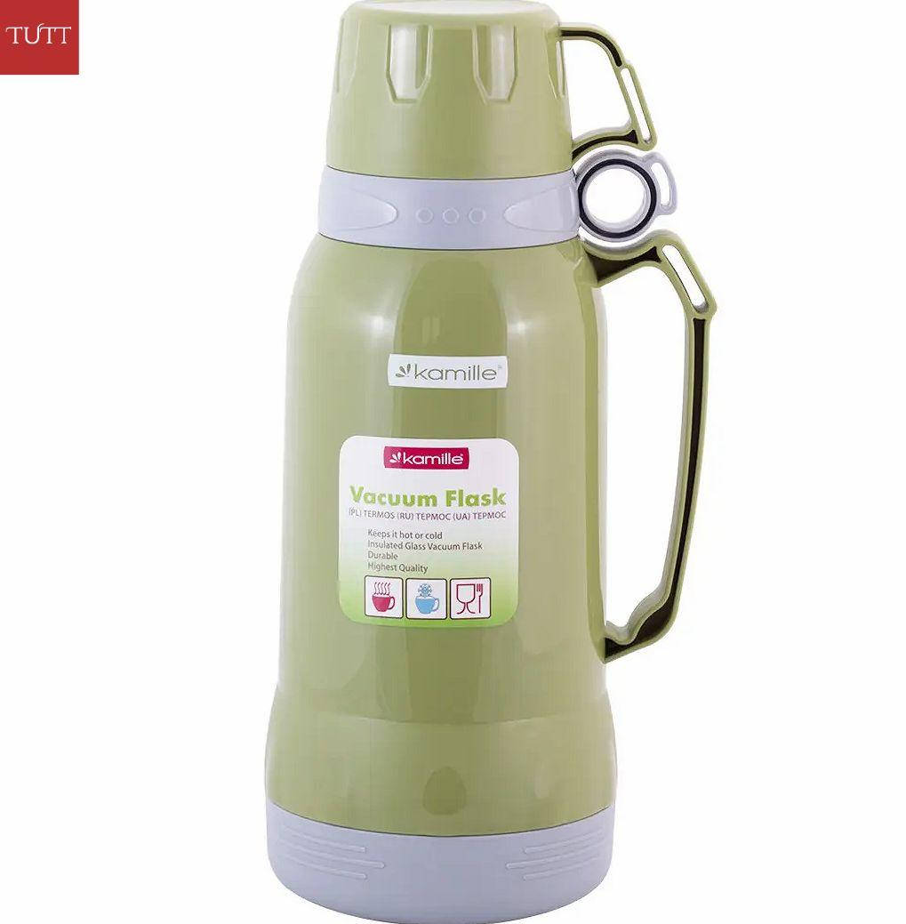 

Термос 1,8л пластиковый со стеклянной колбой Kamille зеленый KM-2024, Зелёный