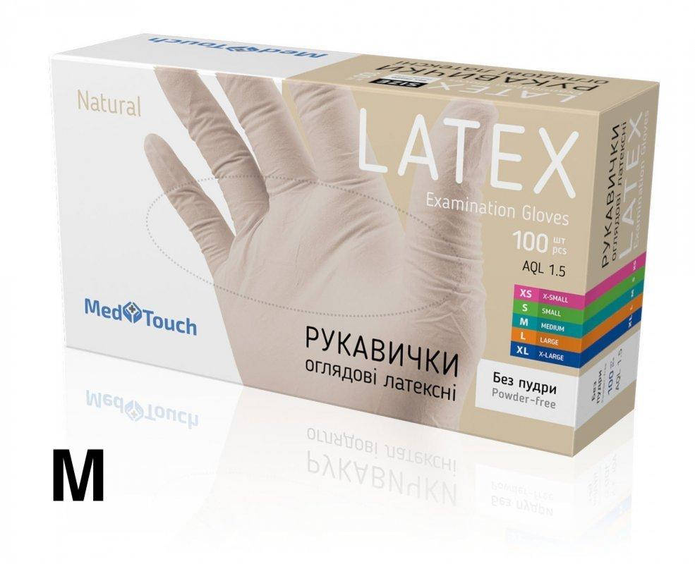 

Перчатки латексные без пудры размер  Medtouch (50 пар, Белый