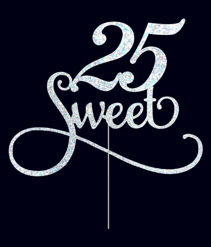 

Топпер Sweet 25 на торт,топпер сладких 25, топеры на торт, топперы в блестках, топпер 25 лет, топперы