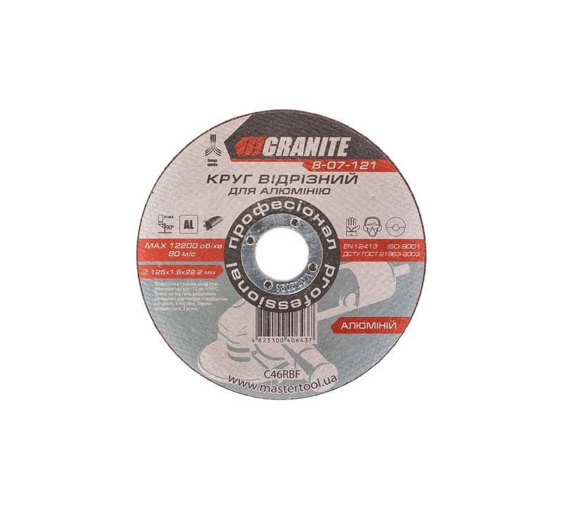 

Диск абразивный отрезной для алюминия GRANITE 125х1.6х22.2 мм 8-07-121