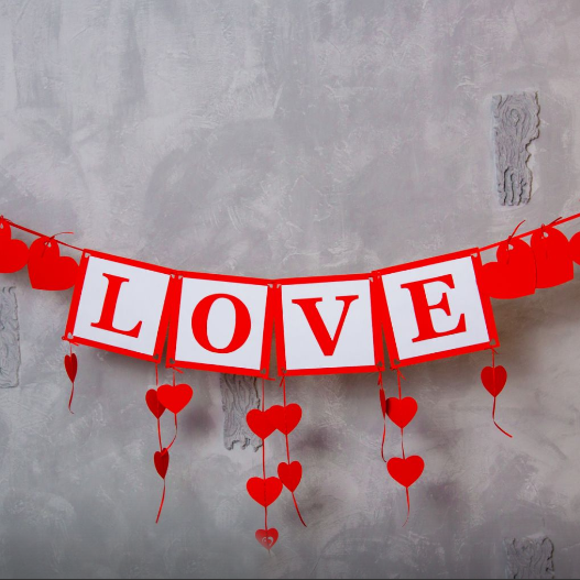 

Вау! Декоративная модная Гирлянда LOVE + сердечки, Праздничная